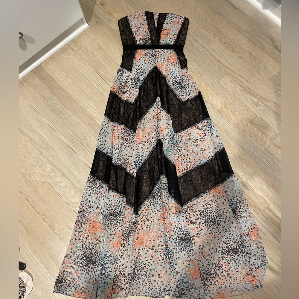 Strapless BCBGMaxazria dress.